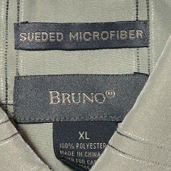 Bruno Button-up Shirt Men's XL Gray Plaid Geo Sueded Microfiber Short Sleeve - Picture 9 of 9